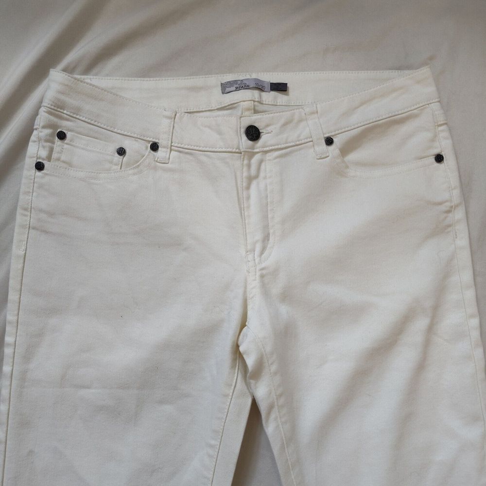 Prana Womens Size 10/30 Slim Straight White Jeans‎